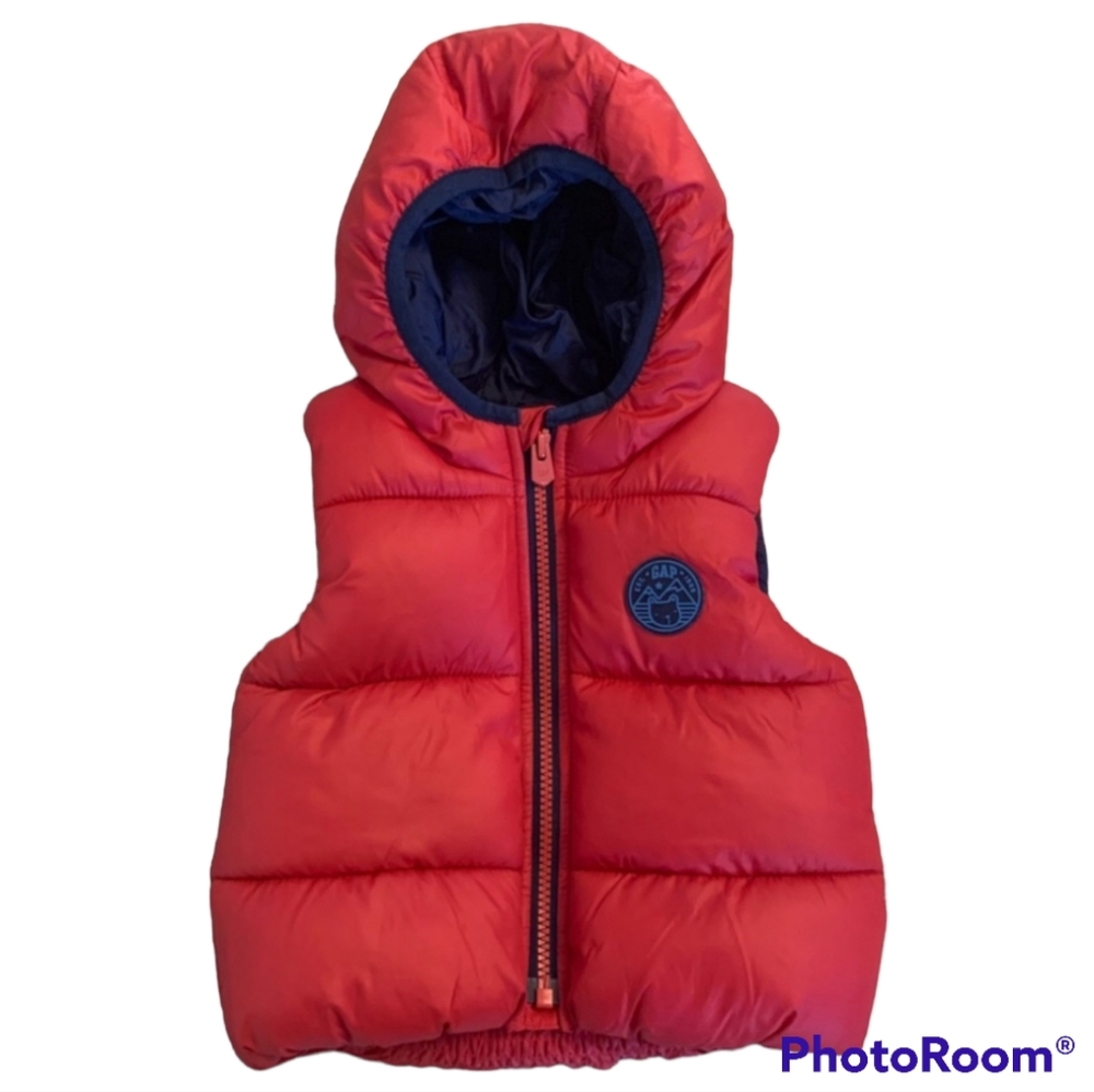 Gap Baby Puff Vest Red Blue 6-12 Months